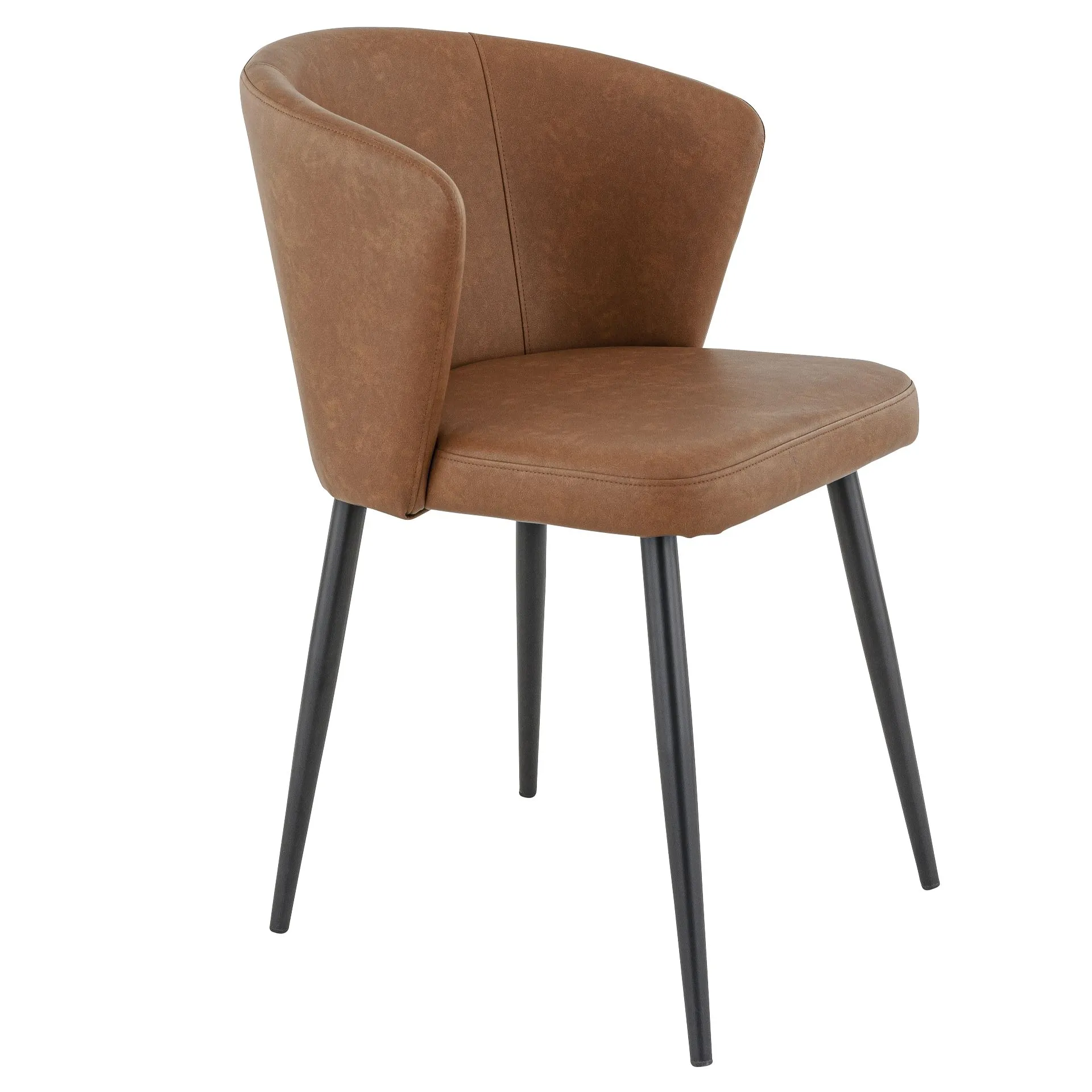 Stuhl Dimitri, Polster Cognac, Schwarz, Polsterstuhl, Factory Industrie Design