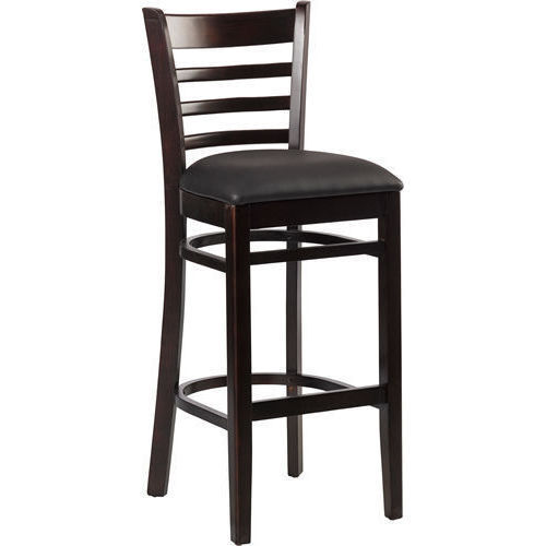 Bruno-Bar-schwarz Barhocker Bruno, Polster schwarz, Nussbaum dunkel, Polsterbarhocker, Holzbarhocker