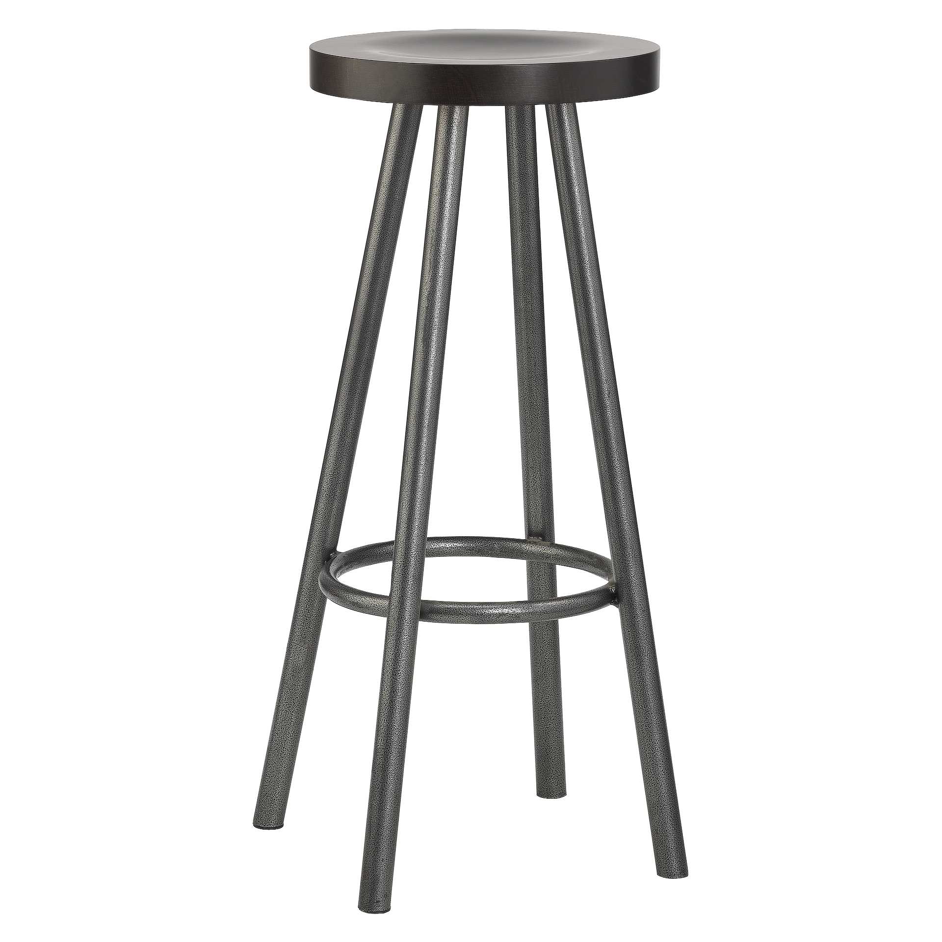 Hocker Klaus, Holzsitz dunkelbraun, Gestell Anthrazit, Metallbarhocker, Barhocker