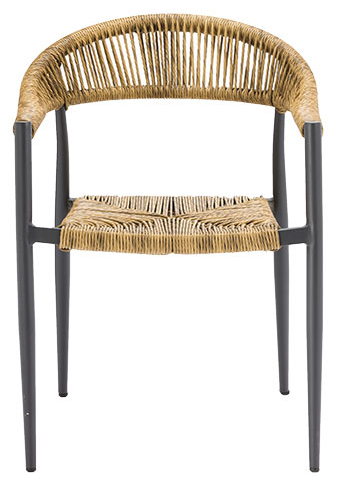 Nessa-Natur-Front Sessel Nessa, Geflecht natur, Seilgeflecht in Binsenoptik, Terrassensessel, Outdoorsessel - Front