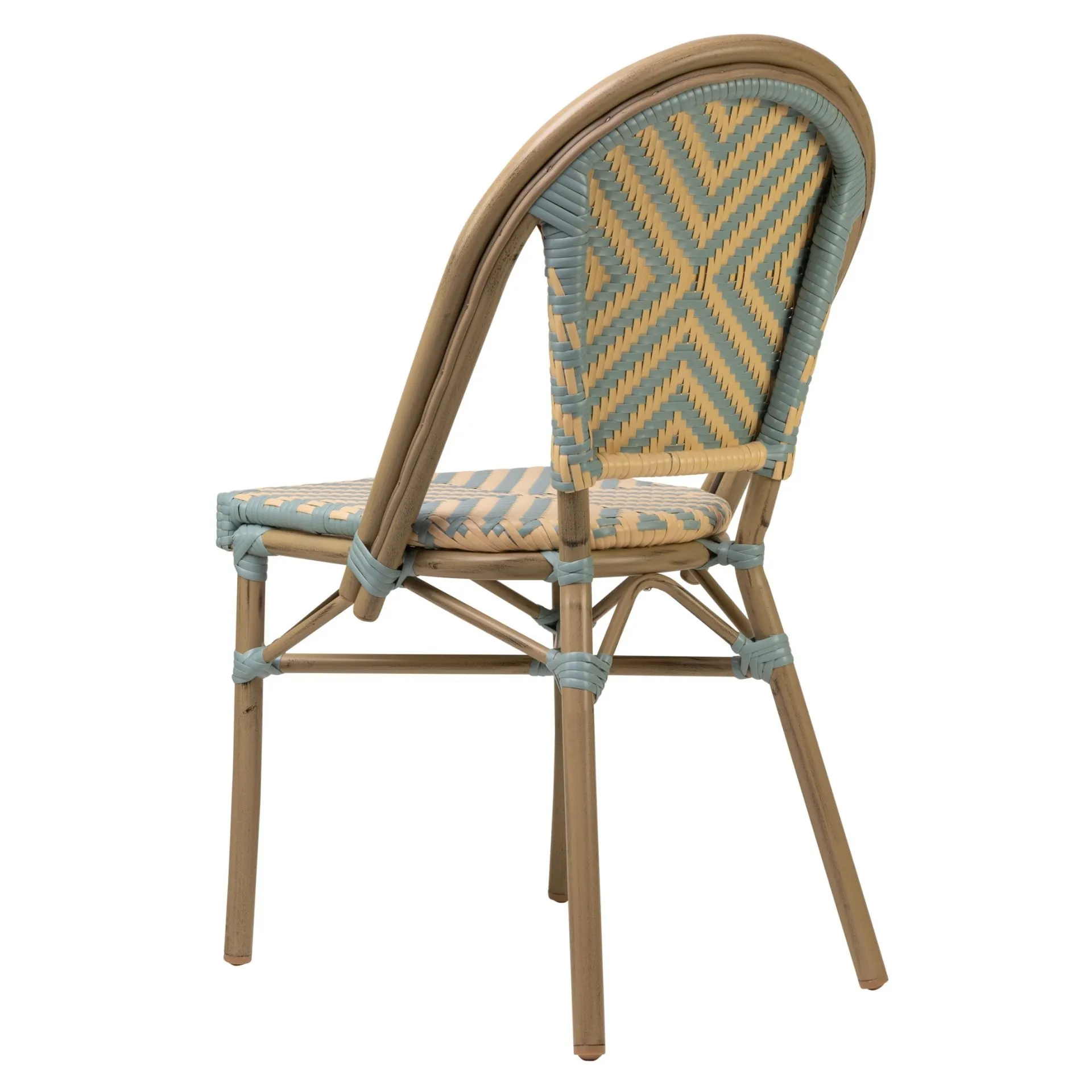 Stuhl Paris, Gewebe blue-beige, Polyrattan, Terrassenstuhl, Outdoorstuhl