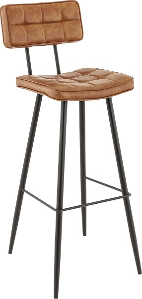 Barhocker-Karola-Cognac Gastronomiemöbel Gastronomie Barhocker Karola, Polster Cognac, Gestell Schwarz, Polsterbarhocker, Factory Industrie Design Hocker