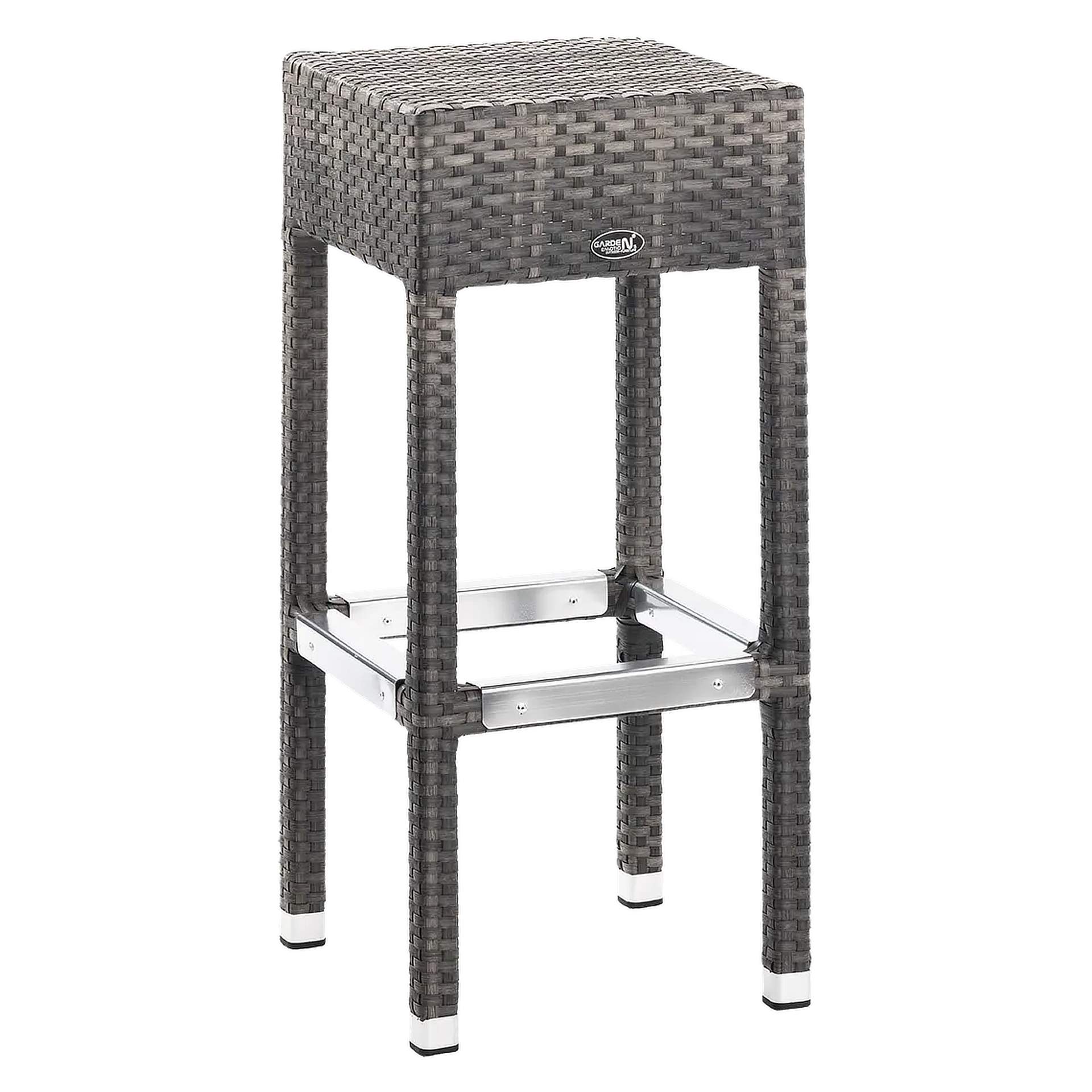 Hocker Ulf, Geflecht roca, Polyrattan, Terrassenbarhocker, Outdoorbarhocker