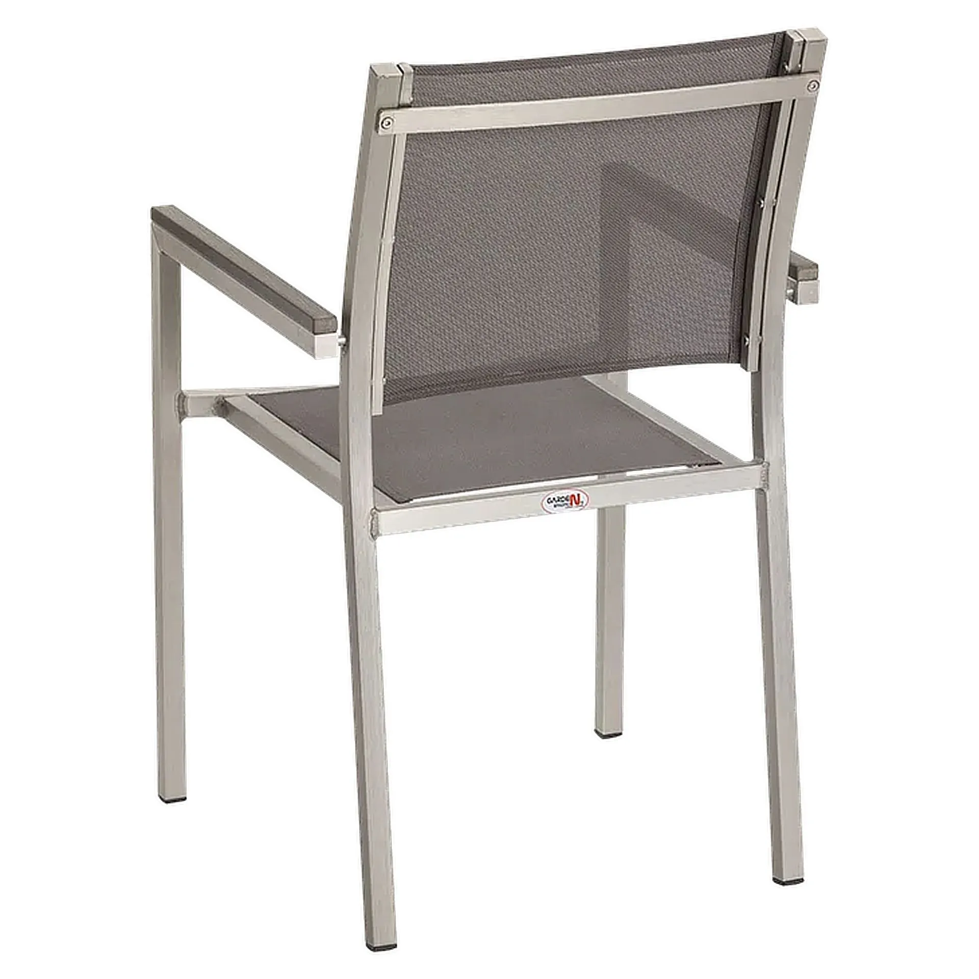 Stuhl Bent, Gewebe taupe, Textilen, Edelstahloptik, Terrassenstuhl, Outdoorstuhl