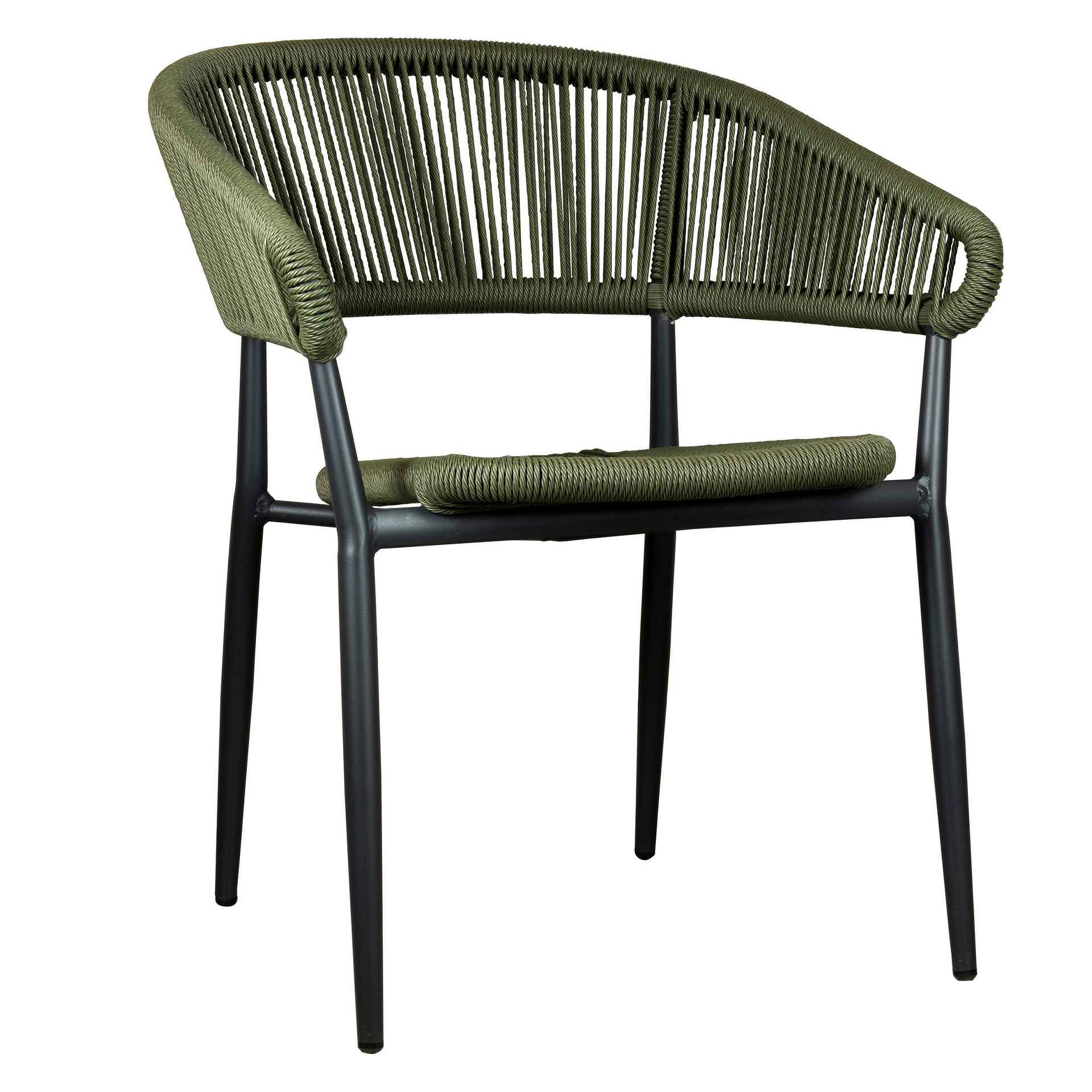 Armlehnen Terrassenstuhl Toro, Seilgeflecht in olive, Textil-Geflecht in Binsenoptik