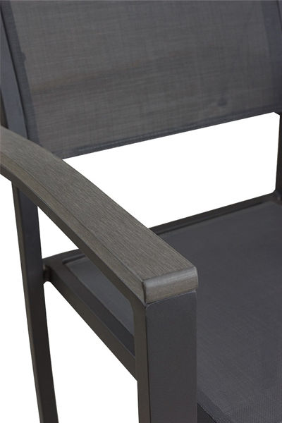 Katy-Anthrazit-Taupe-Detail Terrassenstuhl Katy, Textilengewebe taupe, Gestell Anthrazit - Detail