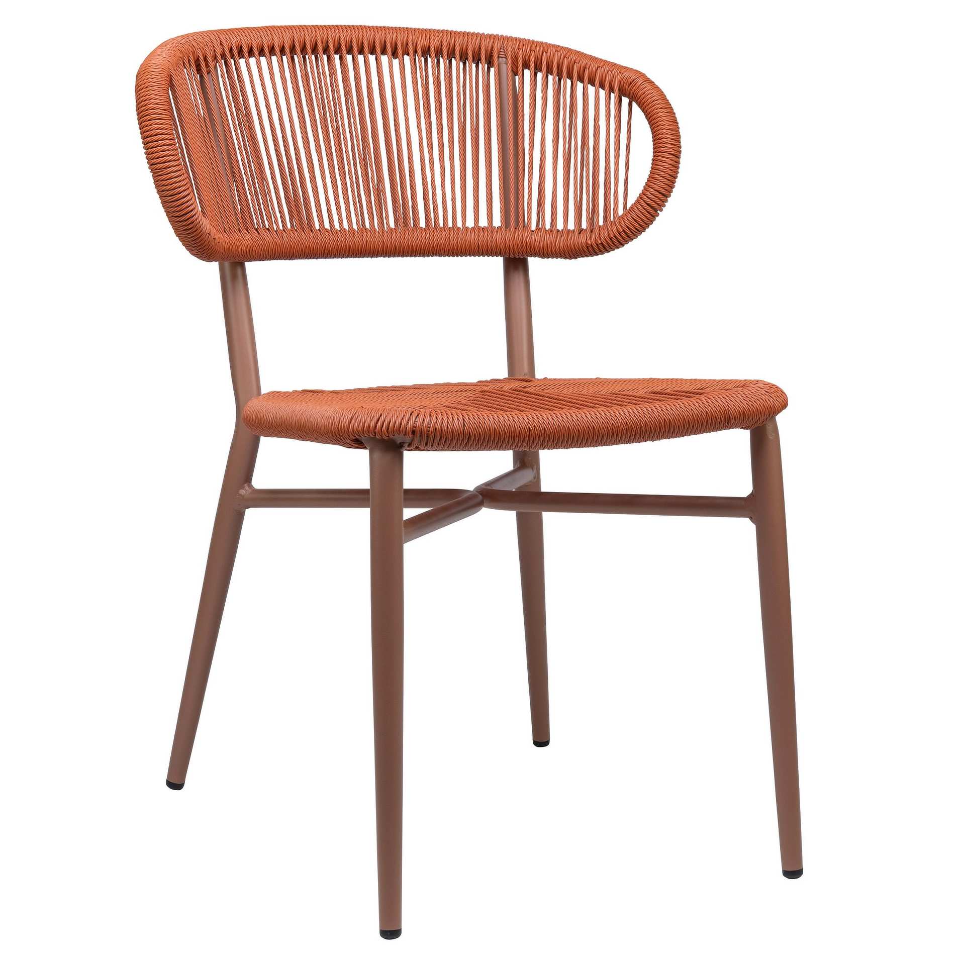 Stuhl Lars, Geflecht orange, Gestell orange, Seilgeflecht in Binsenoptik, Terrassenstuhl, Outdoorstuhl