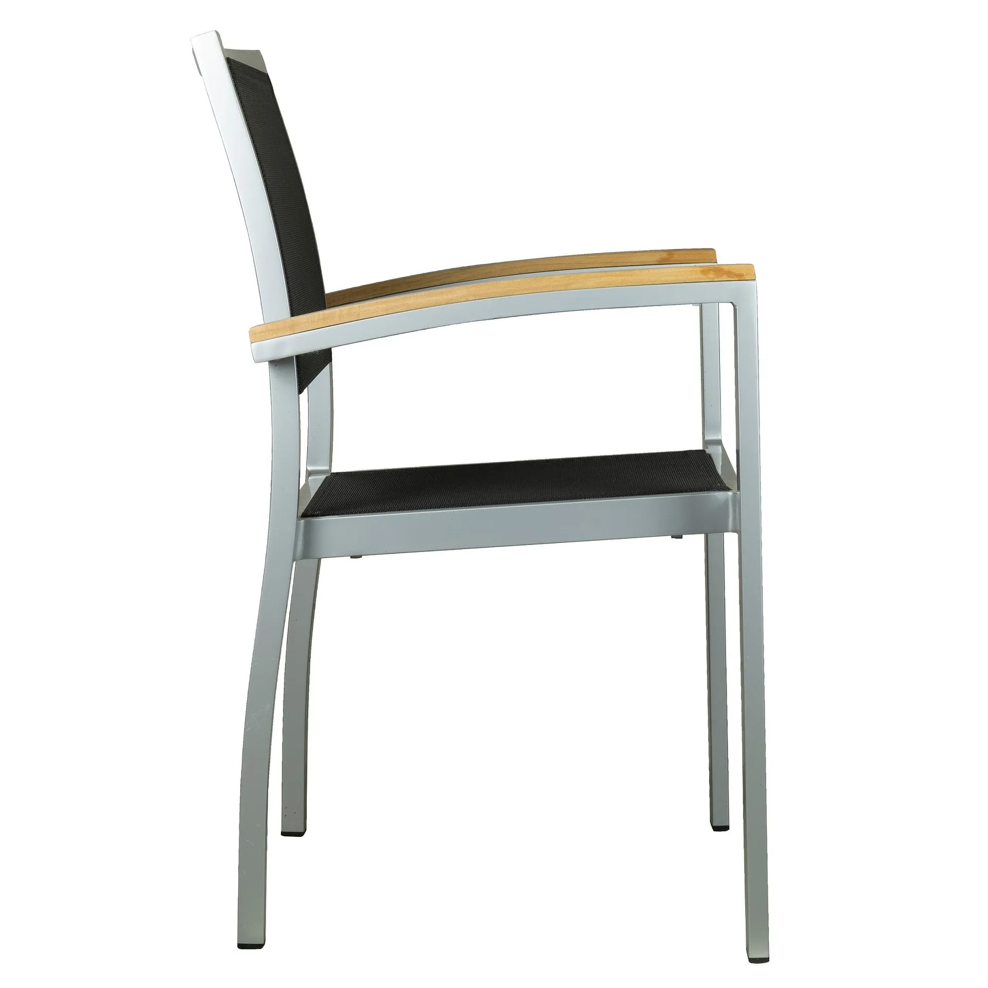 Stuhl Carmen, Gewebe black, Textilen, Gestell silver, Terrassenstuhl, Outdoorstuhl
