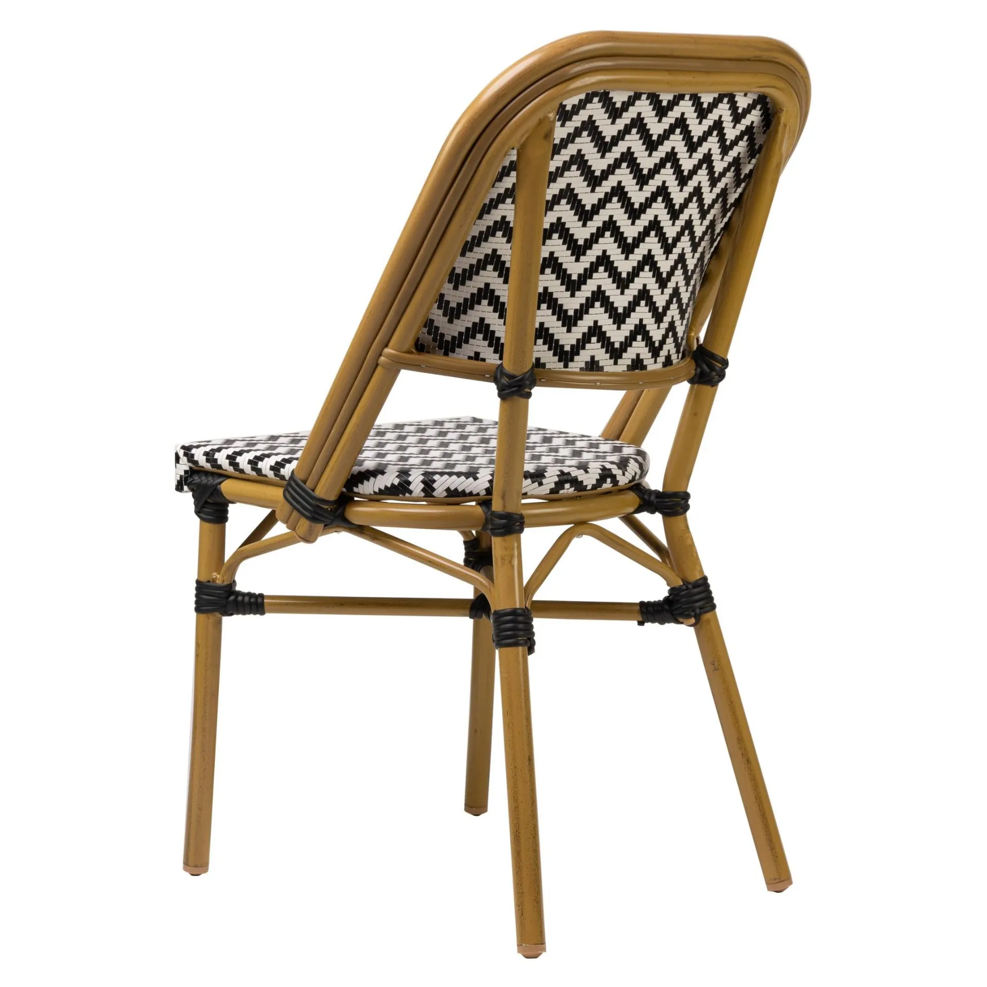 Stuhl Lola, Gewebe schwarz-weiß, Polyrattan, Terrassenstuhl, Outdoorstuhl 