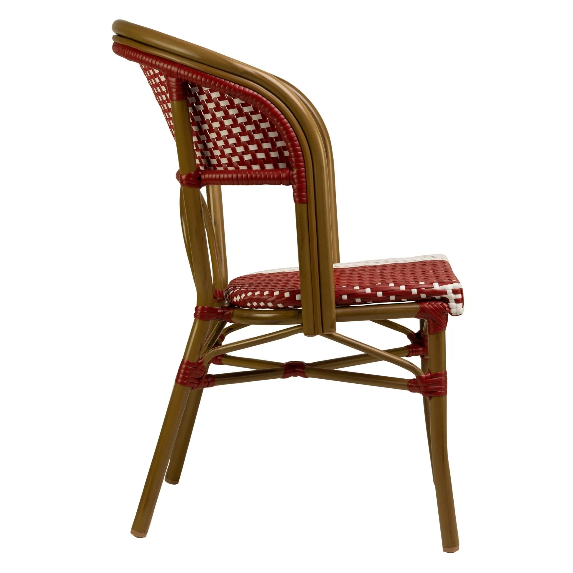 Stuhl Nizza, Gewebe red-white, Polyrattan, Terrassenstuhl, Outdoorstuhl