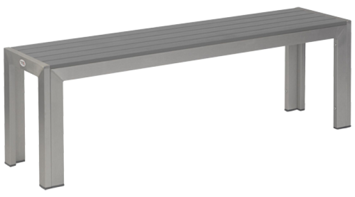 Gregor-Bank-grau Terrassenbank Gregor, Polywood grau, Edelstahloptik, Terrassenbank, Outdoorbank