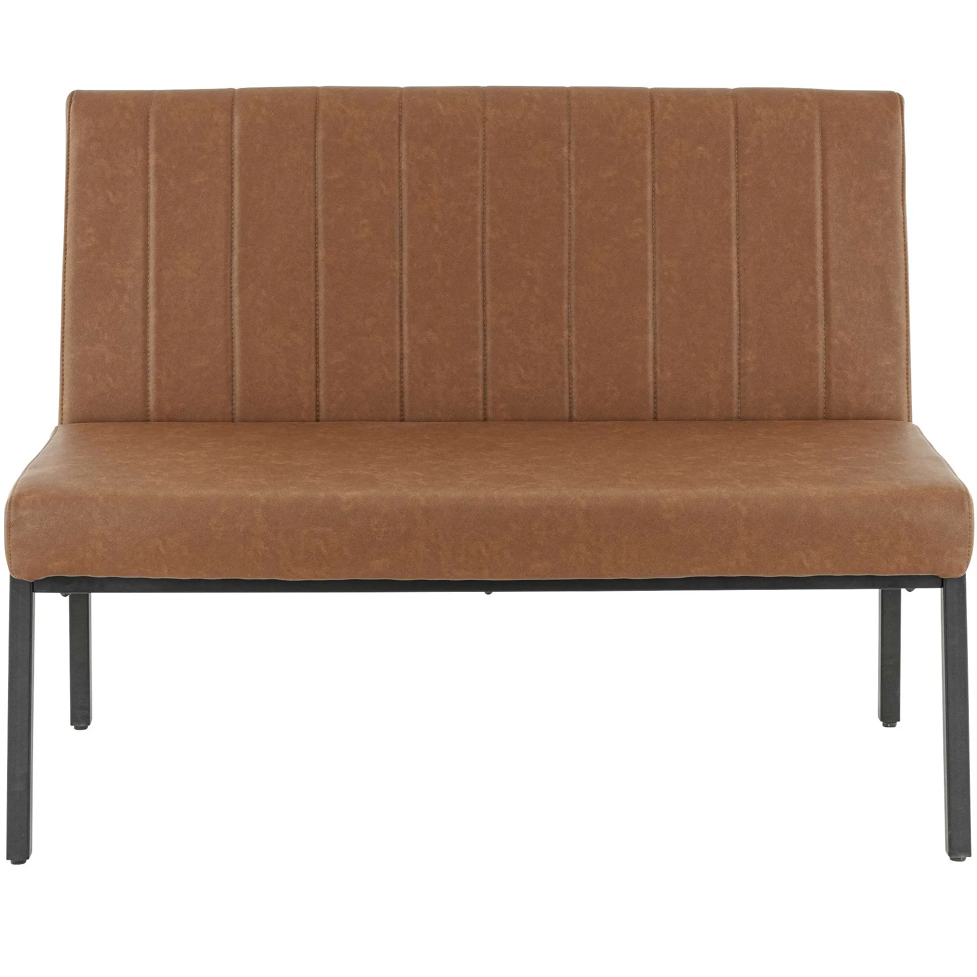 Bank Lukas, Polster Cognac, Gestell schwarz, Polsterbank, Factory Industrie Design 