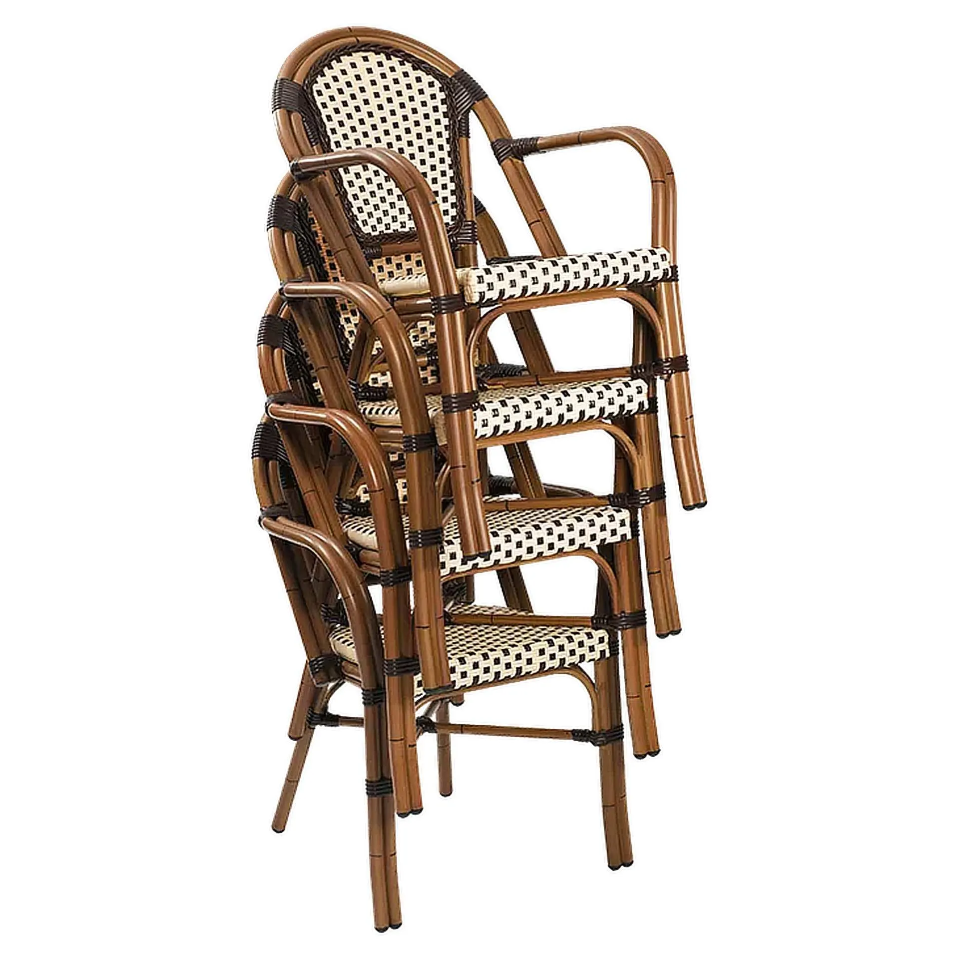 Stuhl Ulrike AL, Gewebe braun-beige, Polyrattan, Terrassenstuhl, Outdoorstuhl