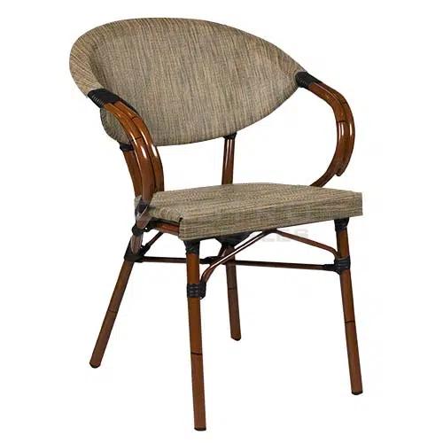 Stuhl Nancy, Geflecht mixed, Textilen, Gestell classic Bambusoptik, Terrassenstuhl, Outdoorstuhl