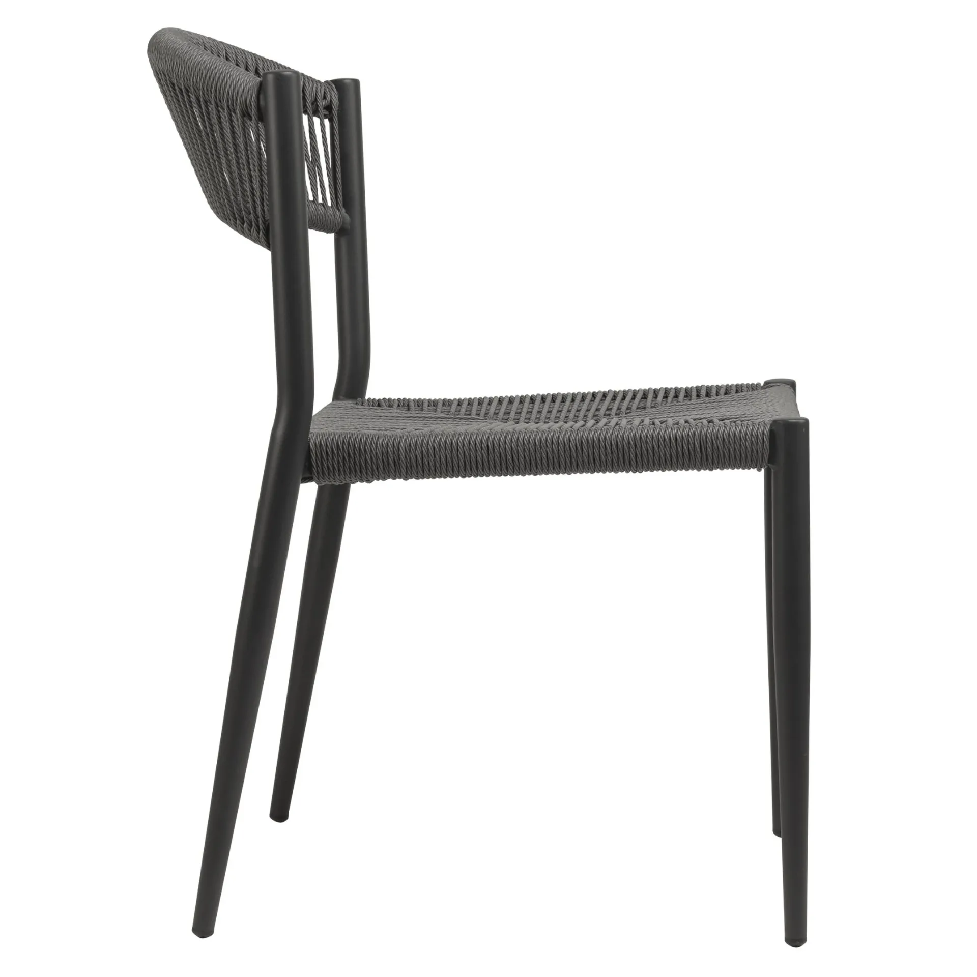 Stuhl Senna, Geflecht grey, Seilgeflecht in Binsenoptik, Terrassenstuhl, Outdoorstuhl 