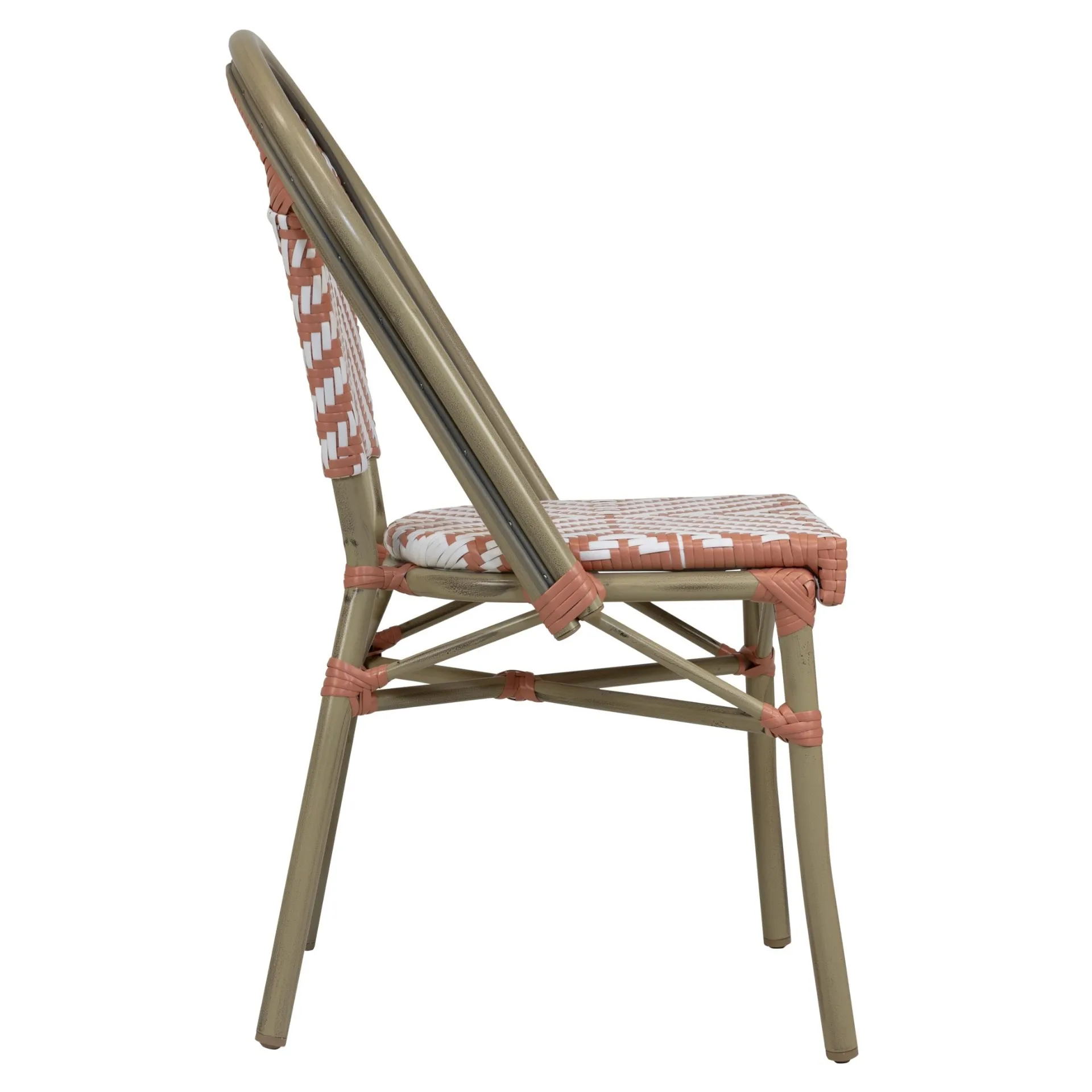 Stuhl Paris, Gewebe pink-white, Polyrattan, Terrassenstuhl, Outdoorstuhl