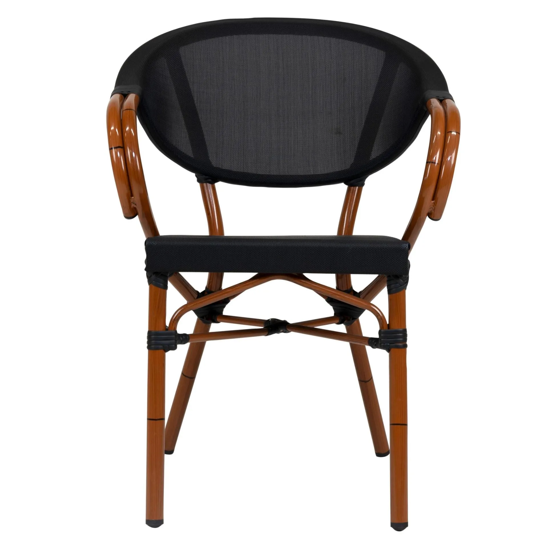 Stuhl Nancy, Gewebe schwarz, Textilen, Gestell classic Bambusoptik, Terrassenstuhl, Outdoorstuhl