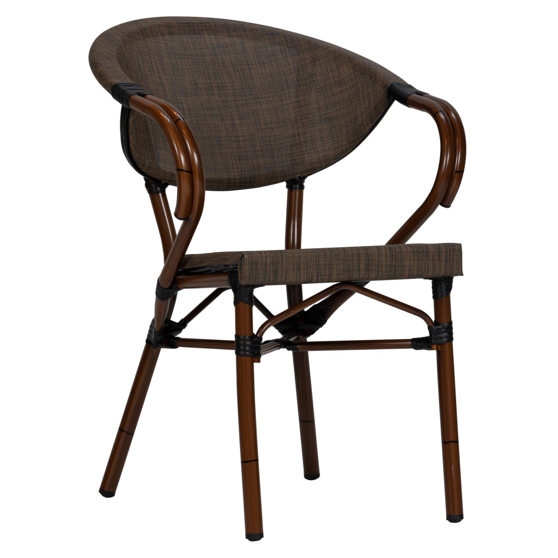 Stuhl Nancy, Gewebe mixed, Textilen, Gestell classic Bambusoptik, Terrassenstuhl, Outdoorstuhl