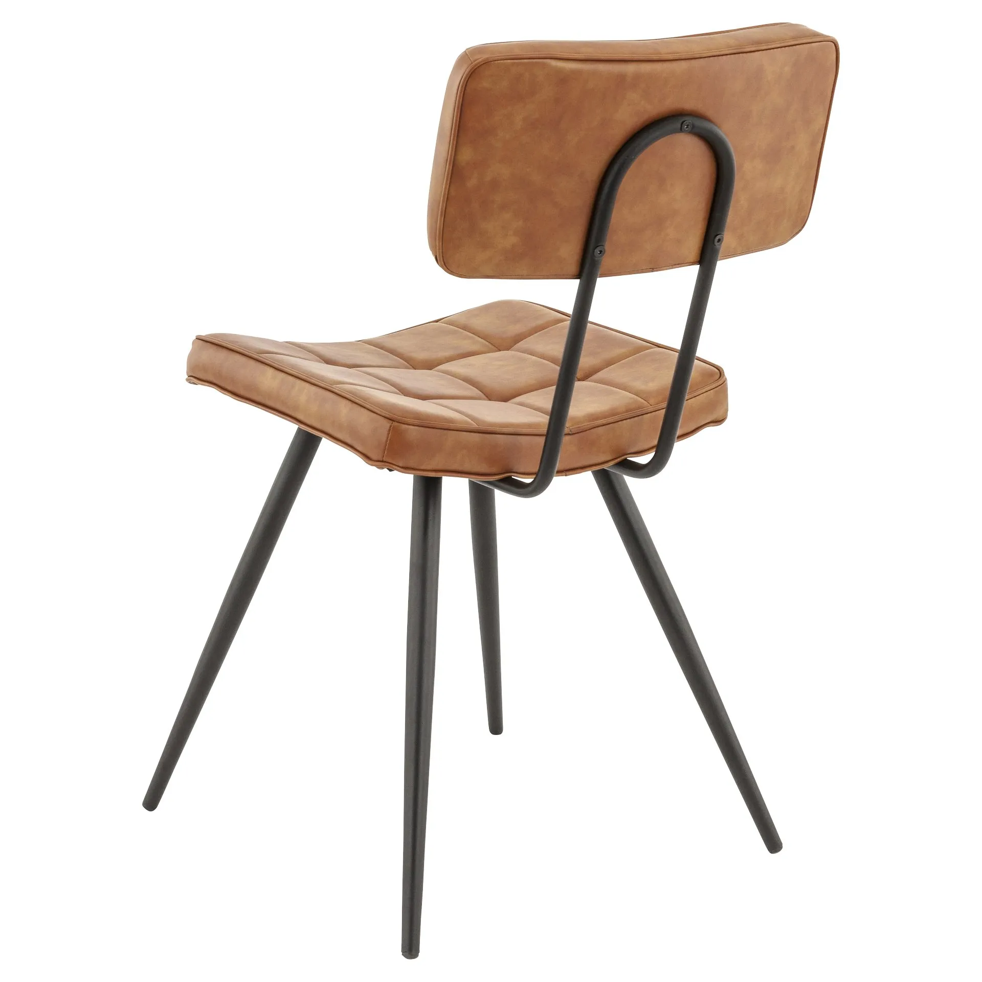 Stuhl Karola, Polster Cognac, Gestell Schwarz, Polsterstuhl, Factory Industrie Design