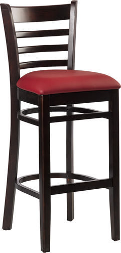 Bruno-Bar-bordeaux Barhocker Bruno, Polster bordeaux, Nussbaum dunkel, Polsterbarhocker, Holzbarhocker