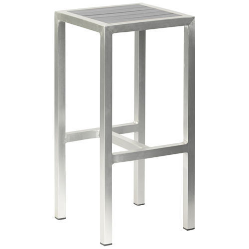 Emina-grau Terrassenbarhocker Gregor, Polywood grau, Edelstahloptik, Terrassenbarhocker, Outdoorbarhocker