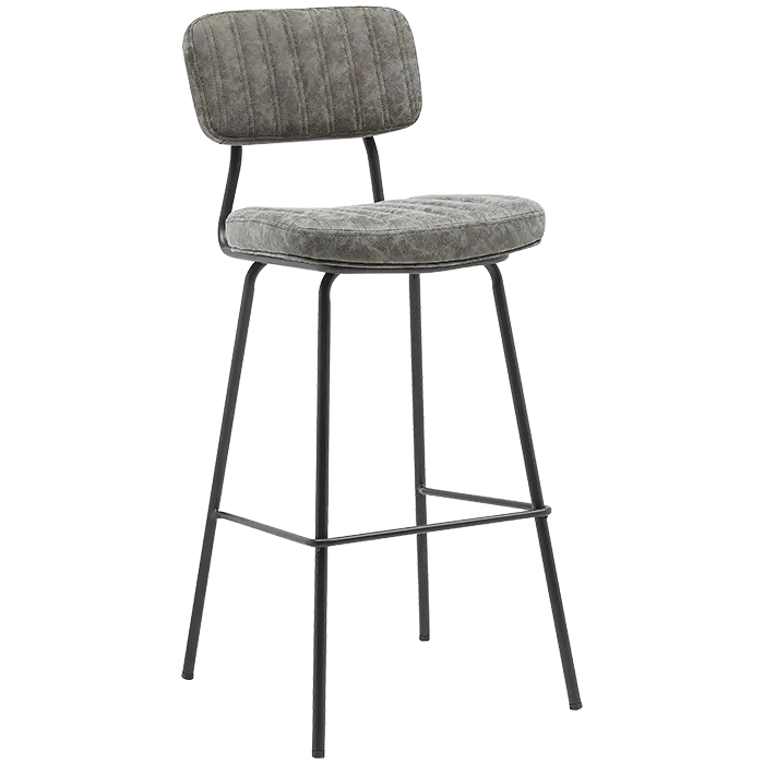 Hocker Julian Bar, Polster Grau, Gestell schwarz, Polsterbarhocker, Factory Industrie Design Hocker Julian Bar, Polster Grau, Gestell schwarz, Polsterbarhocker, Factory Industrie Design