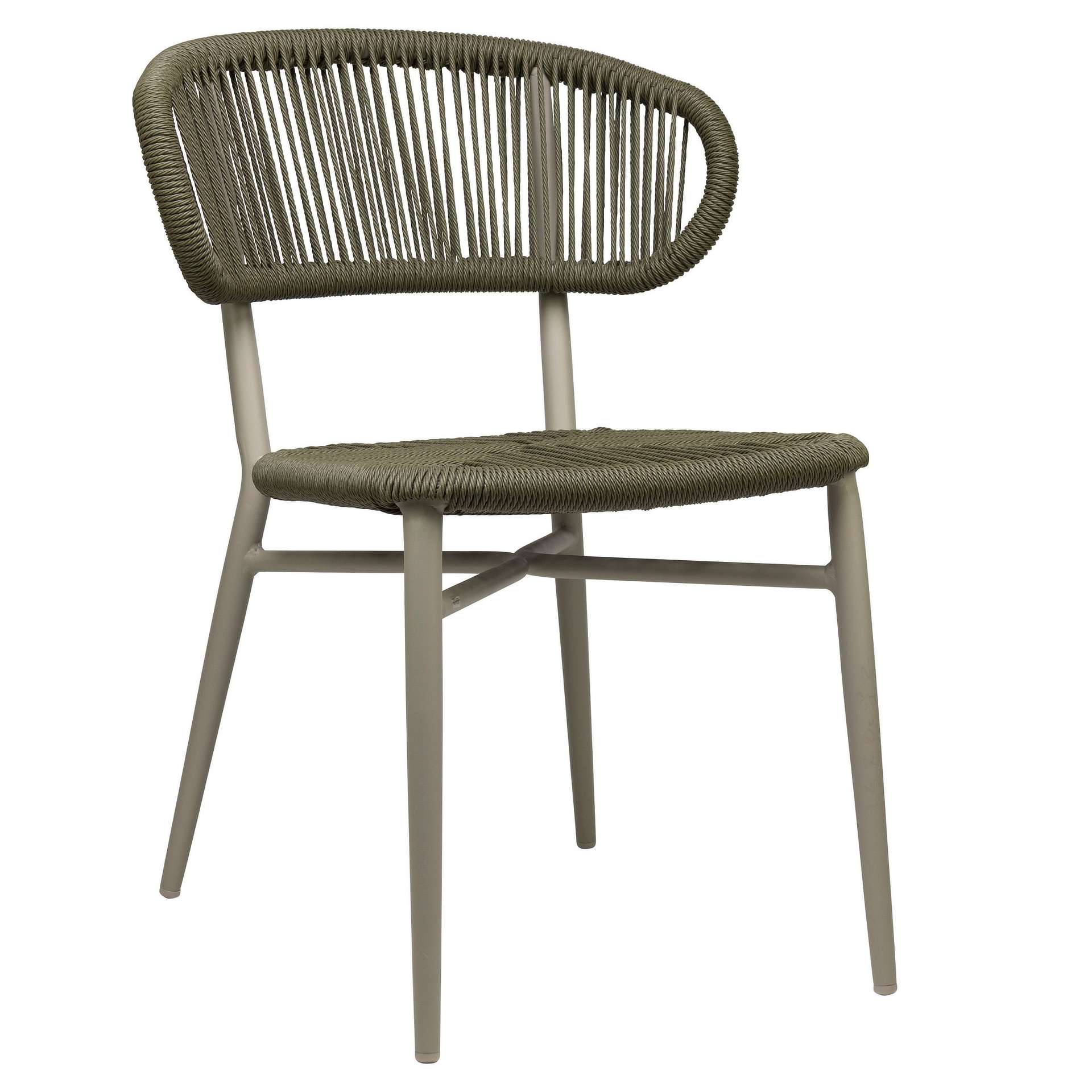Stuhl Lars, Geflecht green, Gestell green, Seilgeflecht in Binsenoptik, Terrassenstuhl, Outdoorstuhl