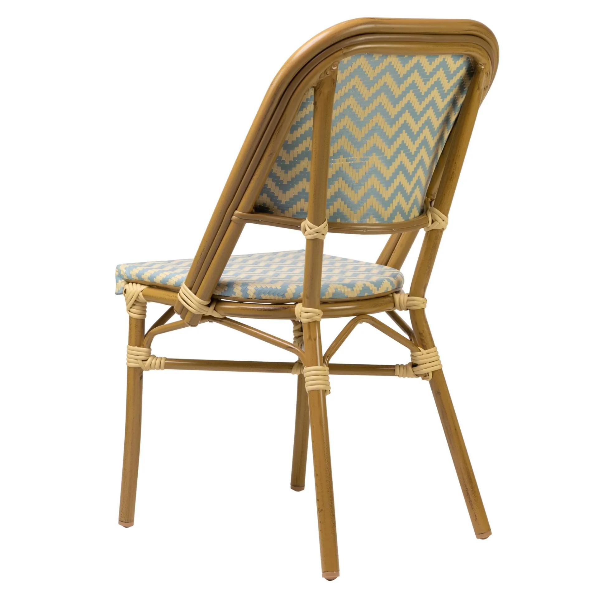 Stuhl Lola, Gewebe blau-beige, Polyrattan, Terrassenstuhl, Outdoorstuhl 