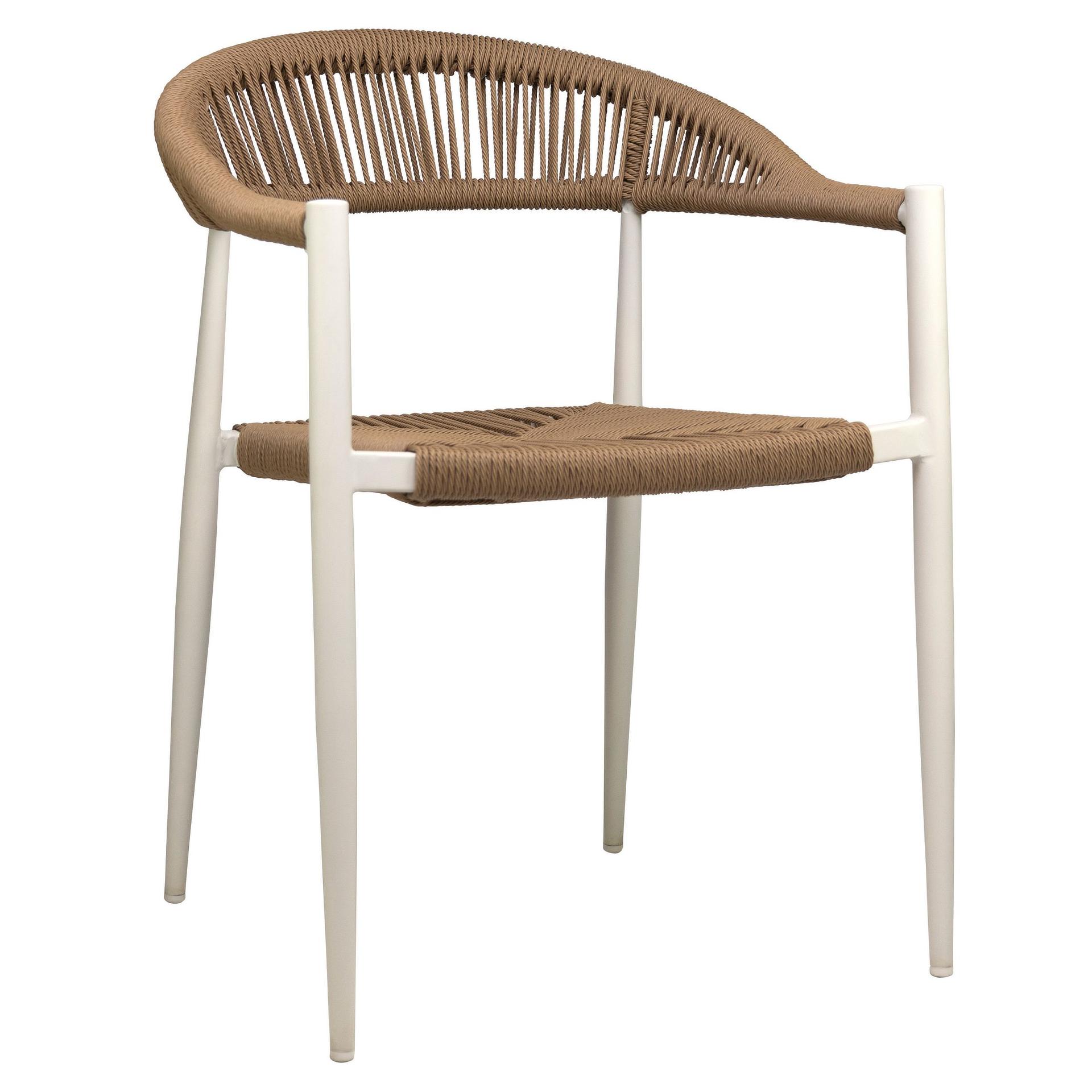 Sessel Nessa, Geflecht natur, Gestell white, Seilgeflecht in Binsenoptik, Terrassensessel, Outdoorsessel