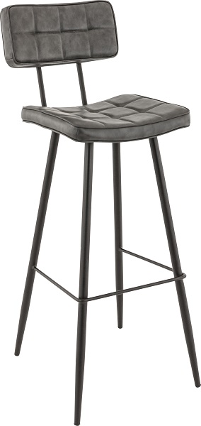 Barhocker-Karola-Anthrazit Gastronomiemöbel Gastronomie Barhocker Karola, Polster Anthrazit, Gestell Schwarz, Polsterbarhocker, Factory Industrie Design Hocker