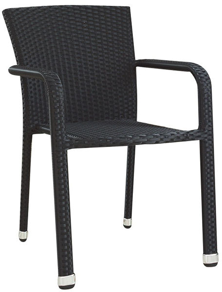 Hugo-Black Armlehnen Terrassenstuhl Hugo, Kunststoffgeflecht flach gewickelt in black, Polyrattan, Outdoorstuhl
