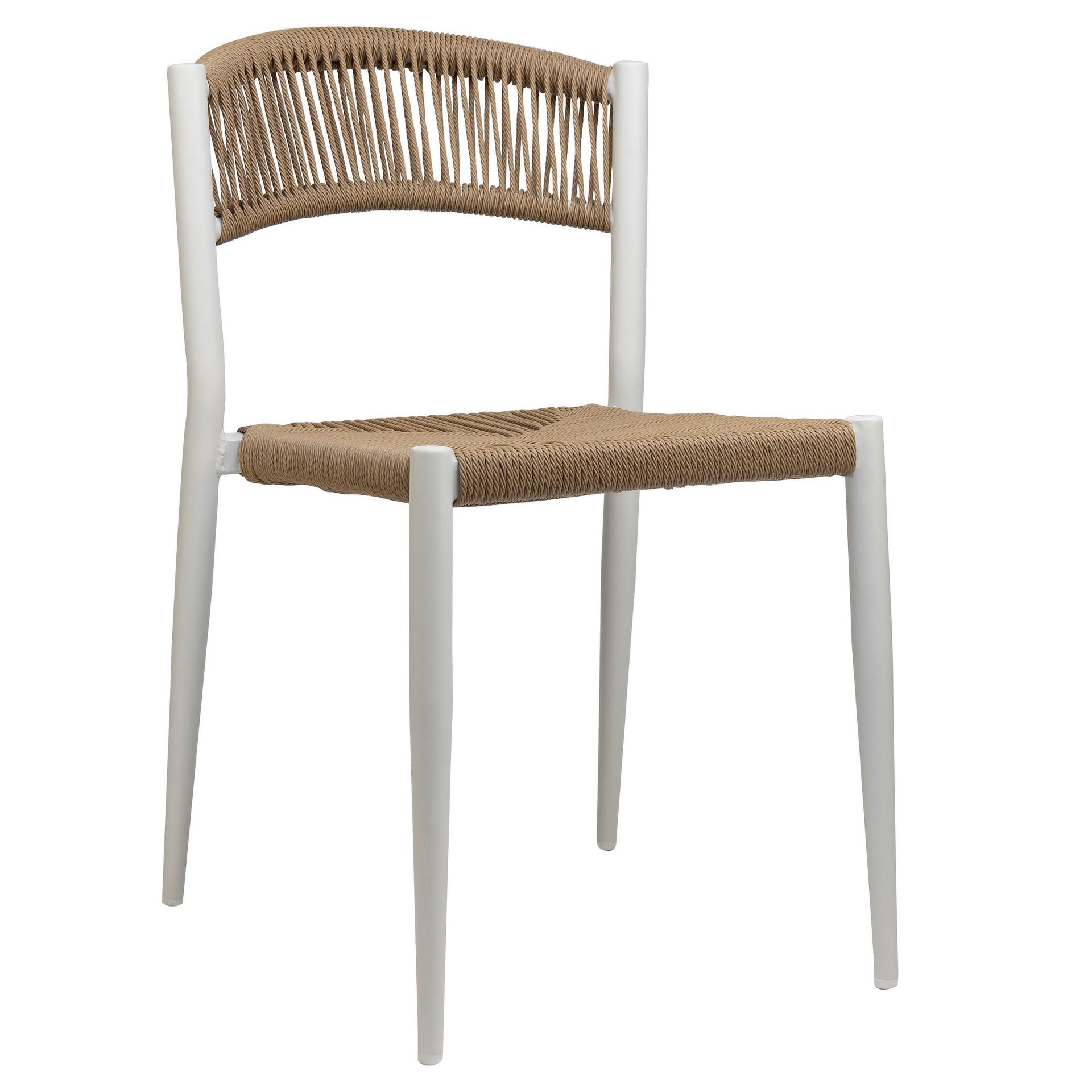 Stuhl Senna, Geflecht natur, Gestell white, Seilgeflecht in Binsenoptik, Terrassenstuhl, Outdoorstuhl