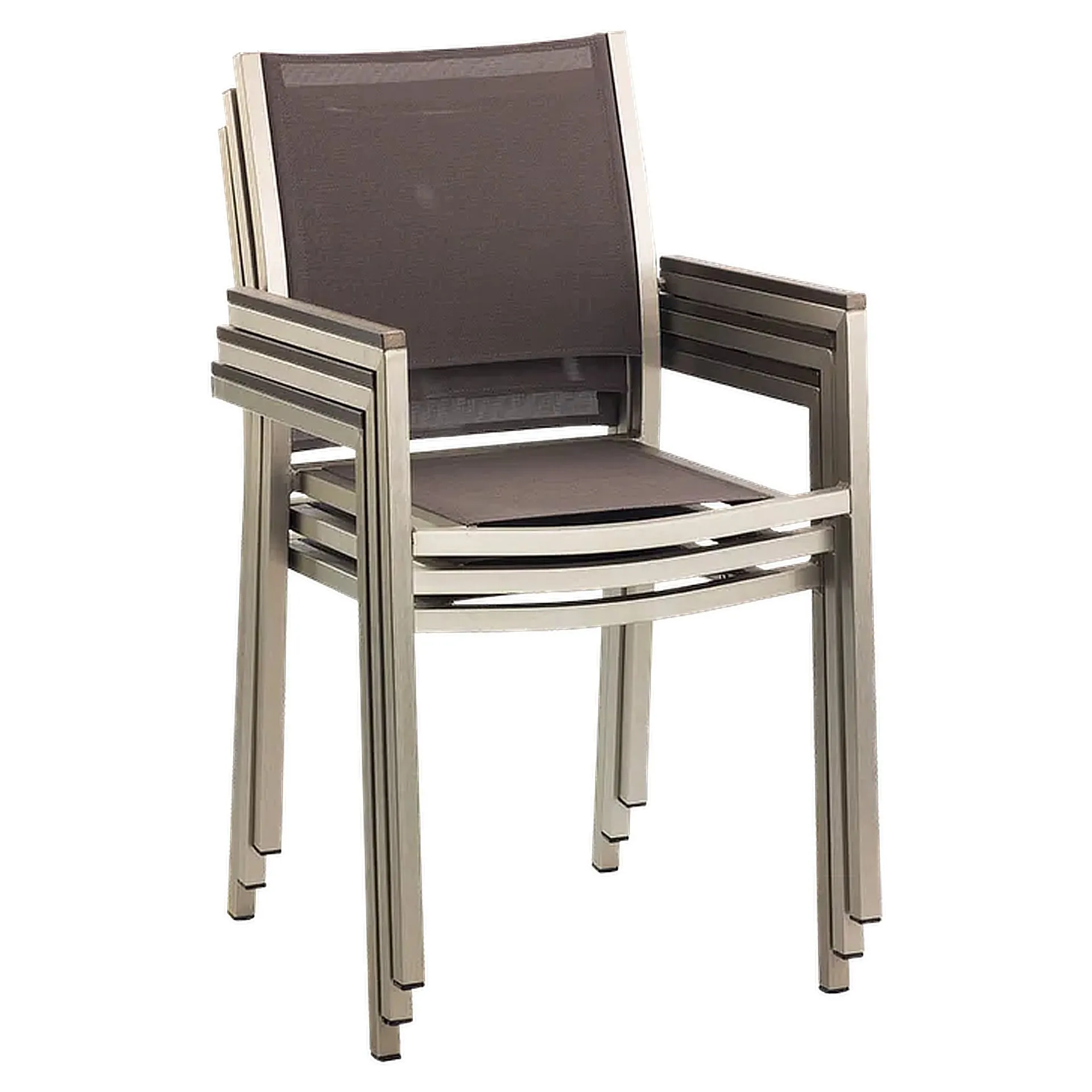 Stuhl Bent, Gewebe taupe, Textilen, Edelstahloptik, Terrassenstuhl, Outdoorstuhl