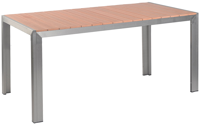 Gregor-160-teak Terrassentisch Gregor 120x80, Polywood teak, Edelstahloptik, Terrassentisch, Outdoortisch