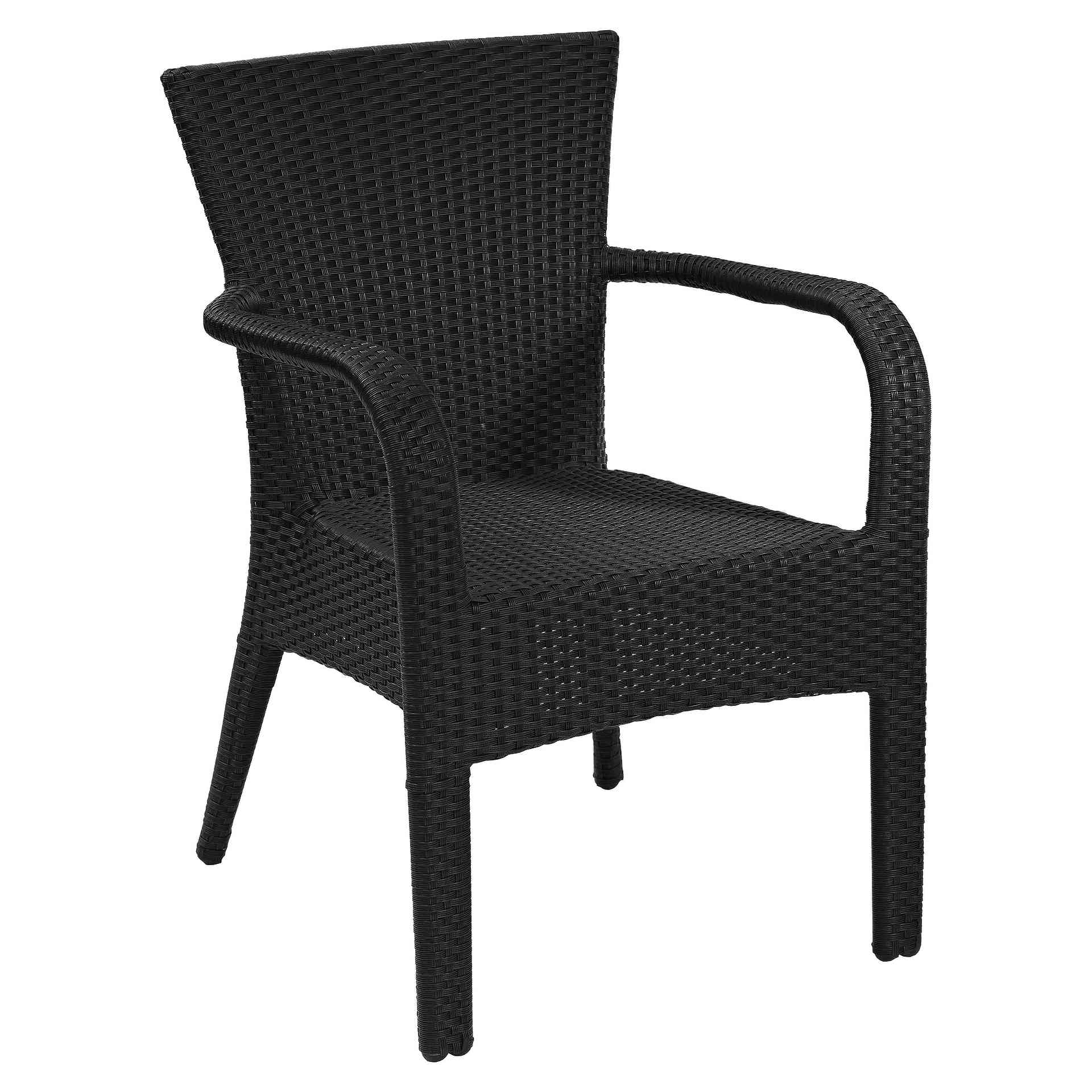 Stuhl Johny, Geflecht schwarz, Polyrattan, Terrassenstuhl, Outdoorstuhl