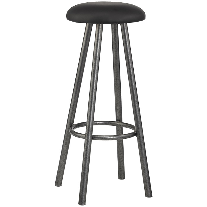 Klaus-Schwarz Hocker Klaus, Polster Schwarz, Gestell Anthrazit, Metallbarhocker, Barhocker