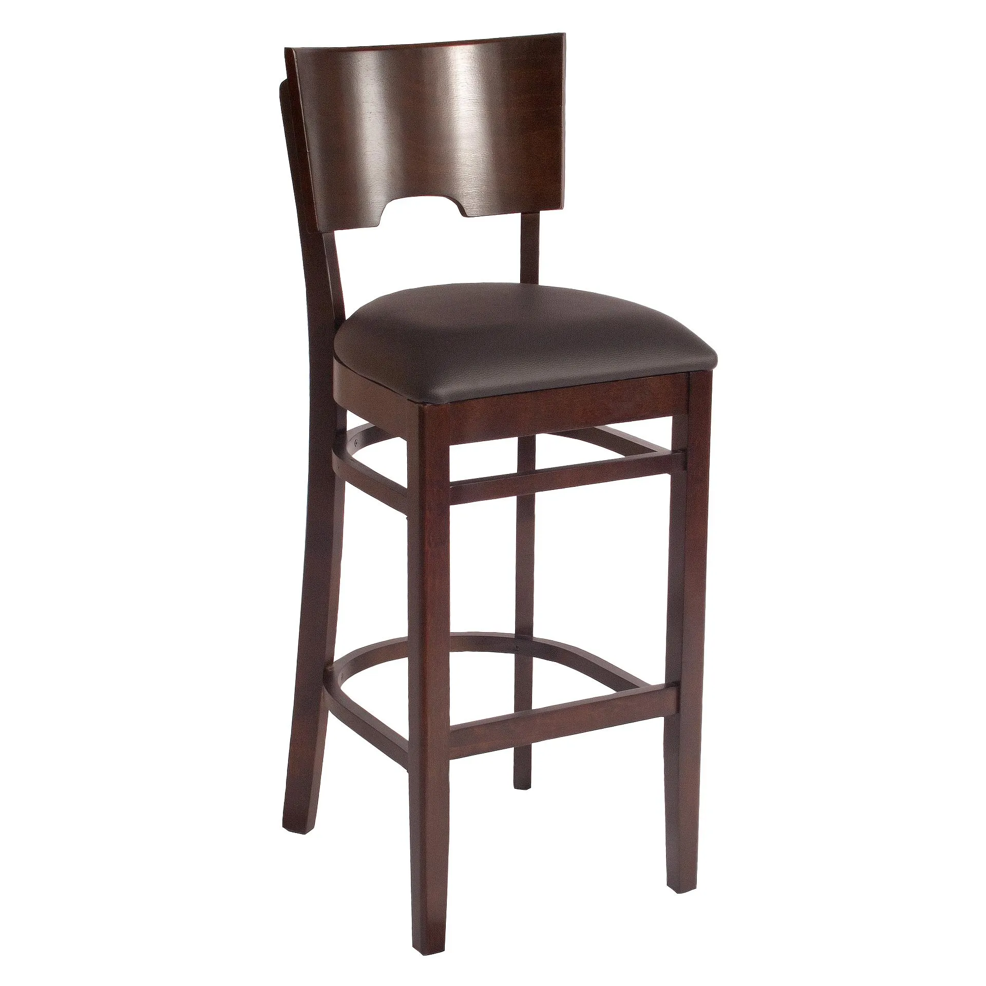 Barhocker Max, Polster schwarz, Nussbaum dunkel, Polsterbarhocker, Holzbarhocker