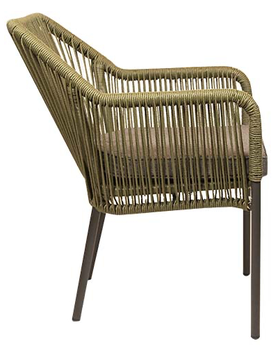 Marlis-Olive-Seite Sessel Marlis, Geflecht olive, Kunststoff Seilgeflecht, Terrassensessel, Outdoorsessel - Seite
