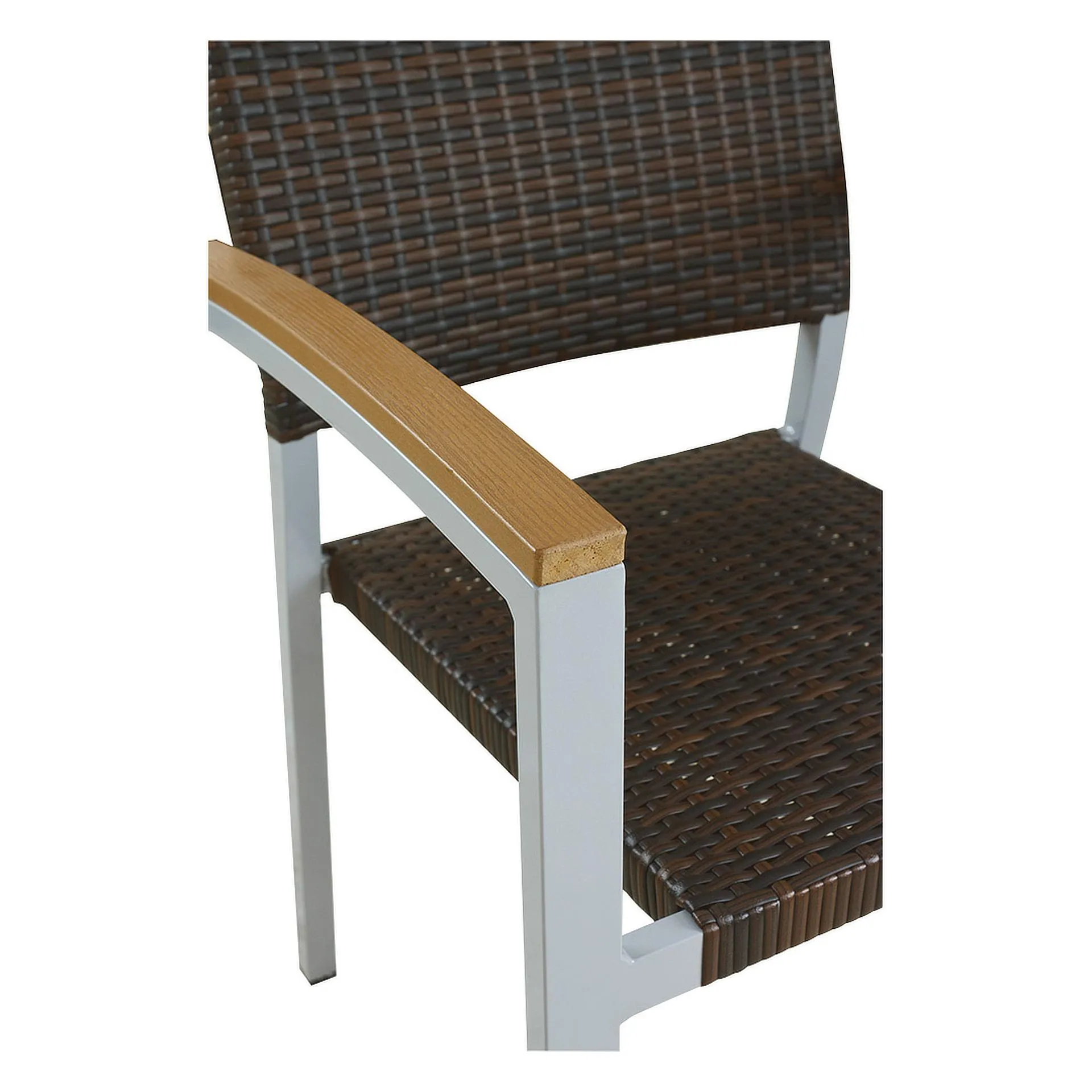 Stuhl Silva, Gewebe burned, Polyrattan, Gestell Silber, Terrassenstuhl, Outdoorstuhl