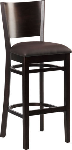 Eugen-Bar-braun Barhocker Eugen, Polster braun, Nussbaum dunkel, Polsterbarhocker, Holzbarhocker