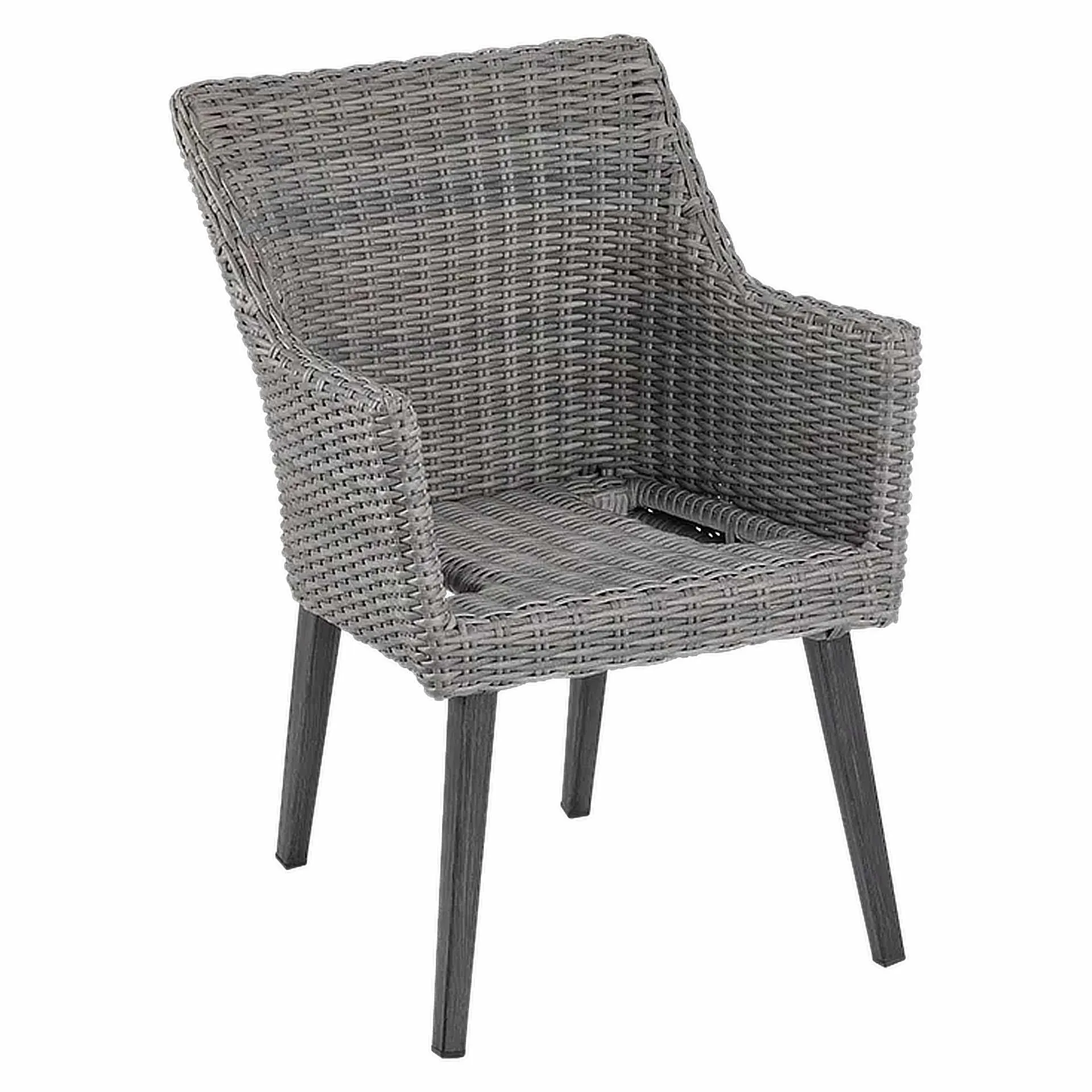 Stuhl Olsen, Geflecht grau-braun, Polyrattan, Terrassenstuhl, Outdoorstuhl 