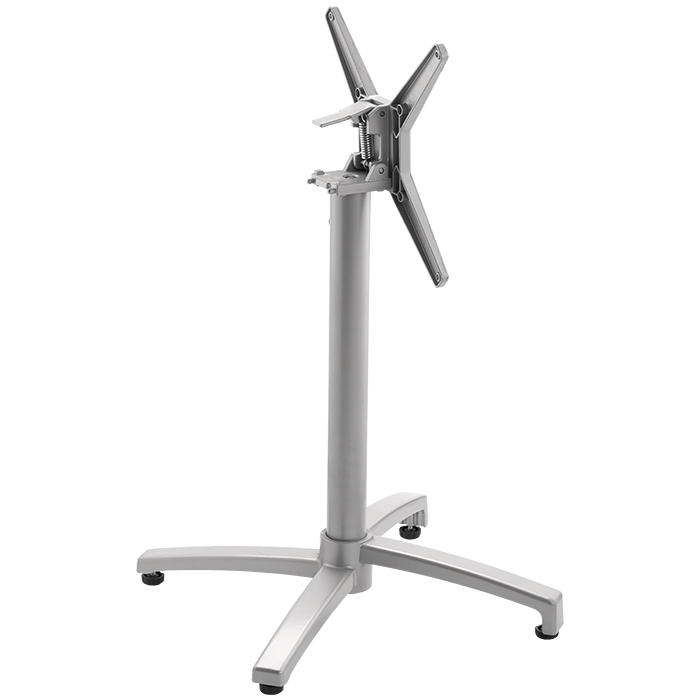 Kalevi-4K-silber-Kipp Gastronomie Terrassen Tischgestell Kalevi-4K mit Klappmechanismus, Aluminium silber pulverbeschichtet, Outdoortischgestell