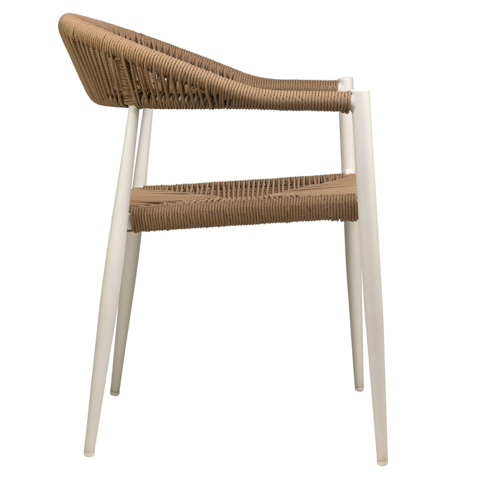 Sessel Nessa, Geflecht natur, Gestell white, Seilgeflecht in Binsenoptik, Terrassensessel, Outdoorsessel
