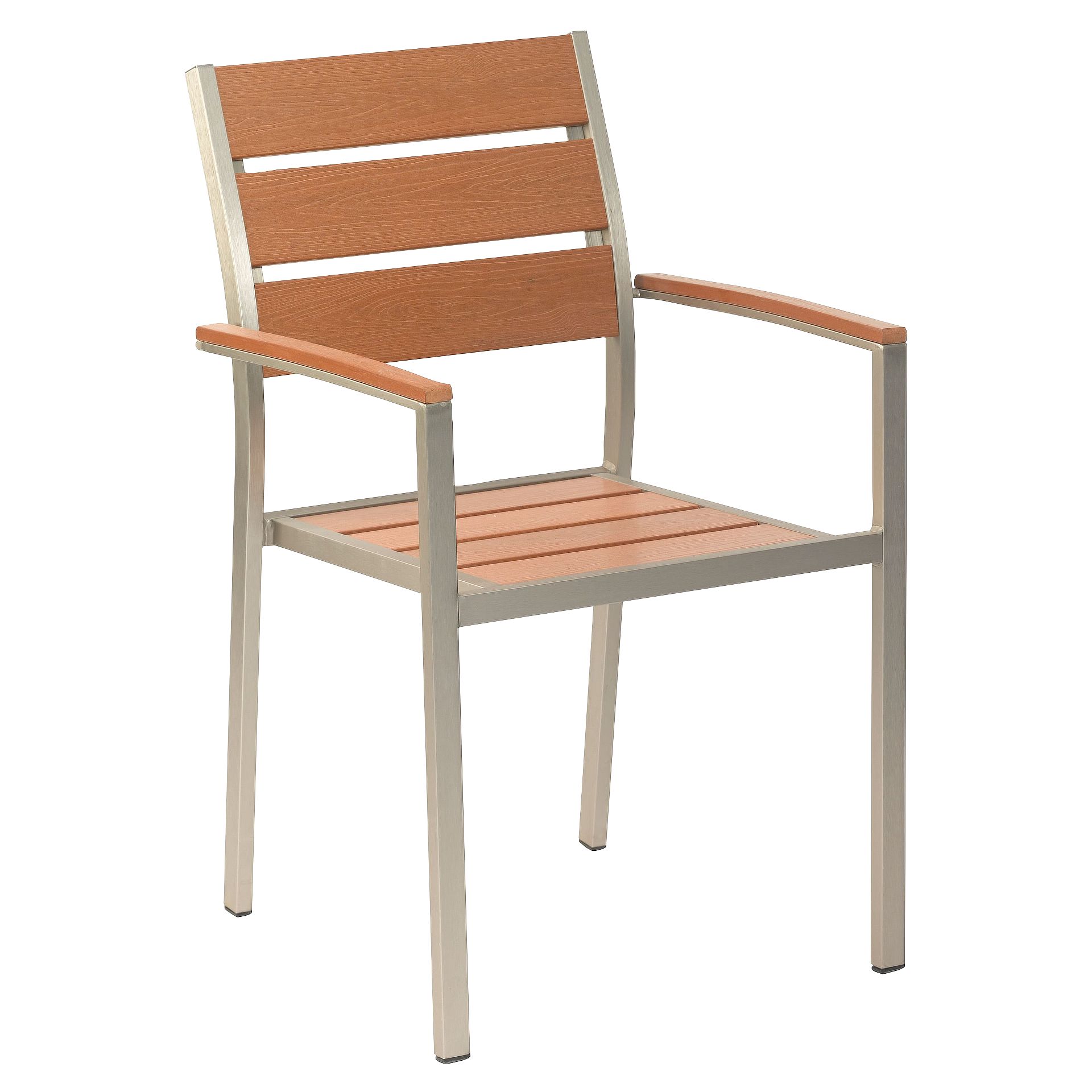 Stuhl Gregor AL, Polywood teak, Edelstahloptik, Terrassenstuhl, Outdoorstuhl