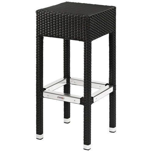Ulf-schwarz Terrassenbarhocker Ulf, Kunststoffgeflecht flach gewickelt in schwarz, Polyrattan, Outdoorbarhocker