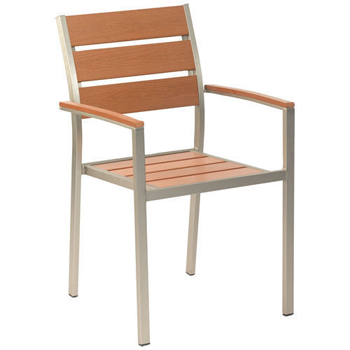 Greger-AL-teak Armlehnen Terrassenstuhl Gregor AL, Polywood teak, Edelstahloptik, Terrassenstuhl, Outdoorstuhl