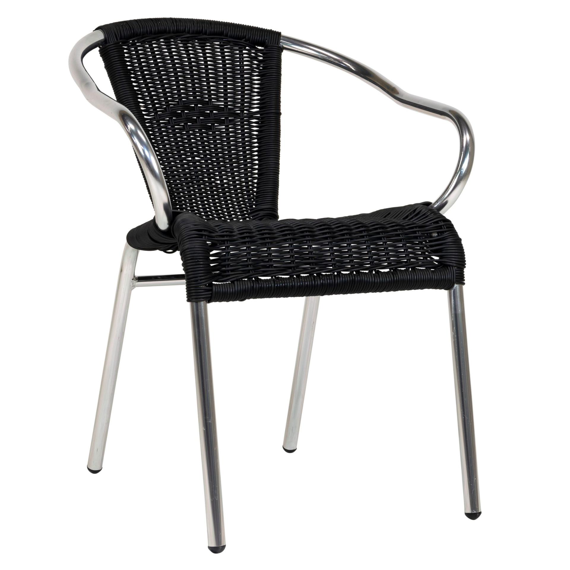 Stuhl Leopold, Gewebe black, Polyrattan, Terrassenstuhl, Outdoorstuhl