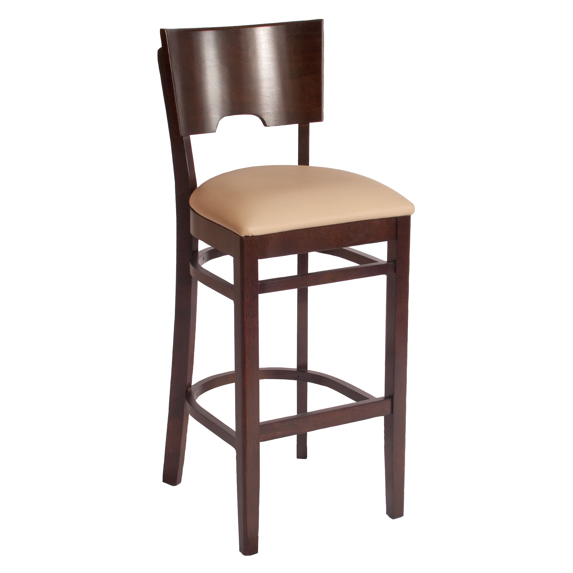 Barhocker Max, Polster beige, Nussbaum dunkel, Polsterbarhocker, Holzbarhocker