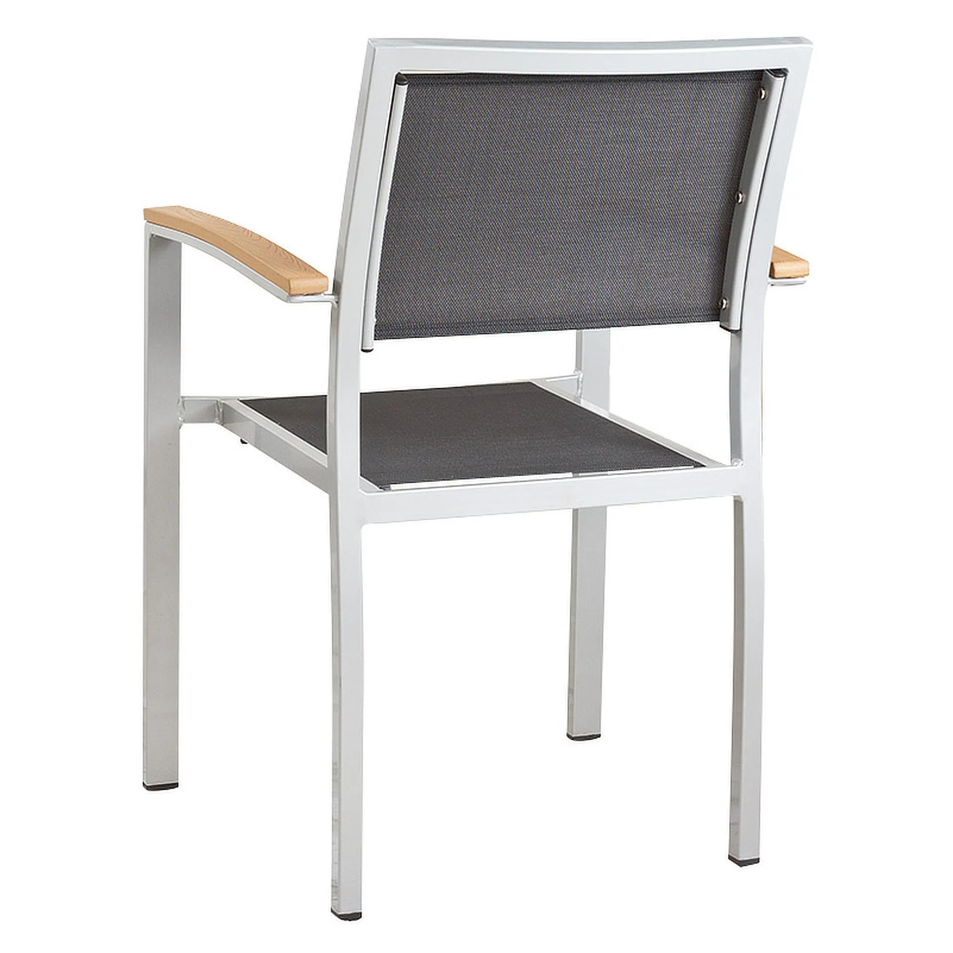 Stuhl Katy, Gewebe schwarz, Textilen, Gestell Silber, Terrassenstuhl, Outdoorstuhl