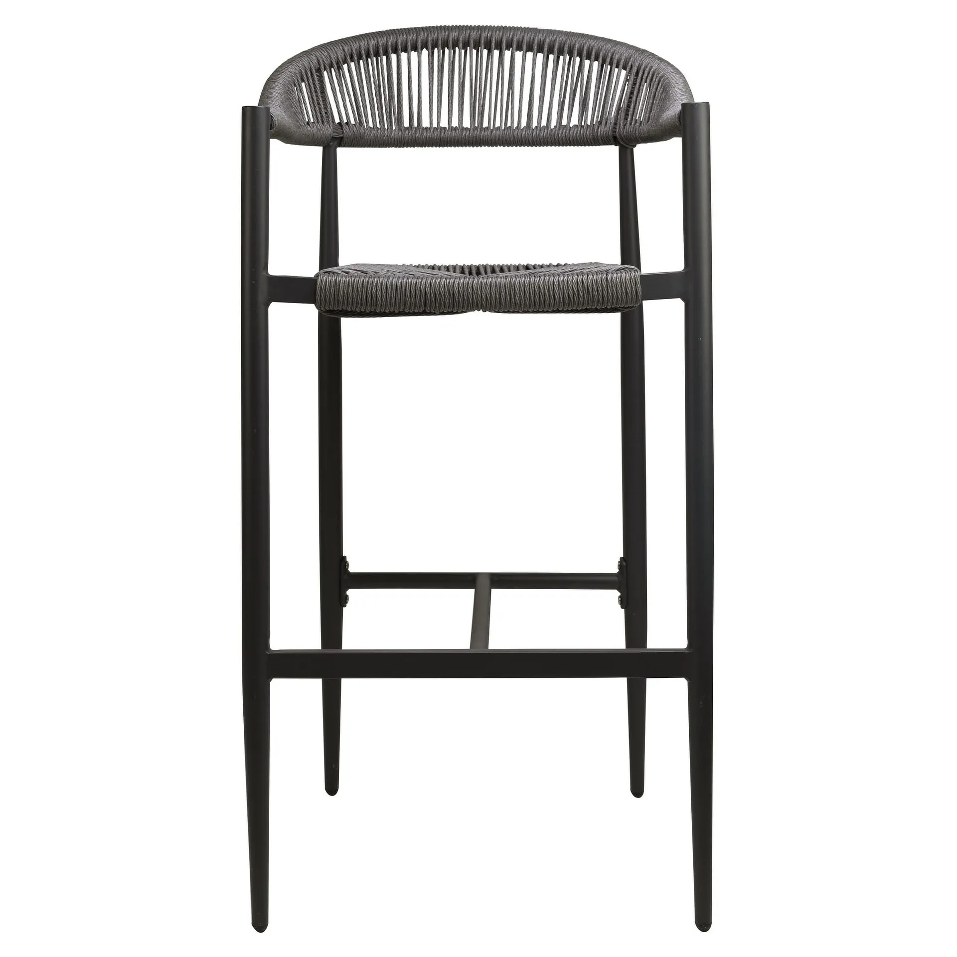 Hocker Nessa, Geflecht grey, Seilgeflecht in Binsenoptik, Terrassenbarhocker, Outdoorbarhocker